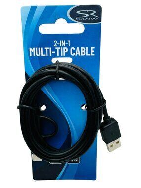 Solaray 2-In-1 Multi-Tip Cable Micro USB To Type-C 4ft Black Charging Cable